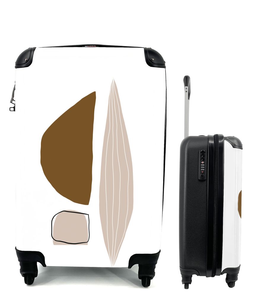 MuchoWow Koffer Handgepäck Trolley Rollkoffer Kleine Reisekoffer mit 4 Rollen - Abstrakt - Formen - Linienkunst - Cabin Size < 55x40x23 cm & 55x...