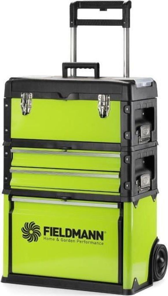 Werkzeugkoffer Fieldmann FDN 4150, 3-teilig, Metall, Teleskopgriff, Harte Kunststoffräder