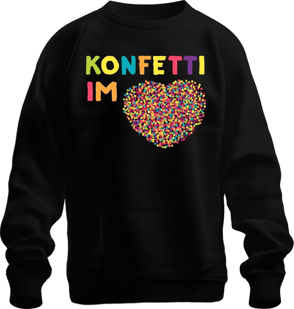 Konfetti im Herzen Geburtstag Party Valentinstag Liebe bunt Uni Sweatshirt Pullover, Schwarz, L