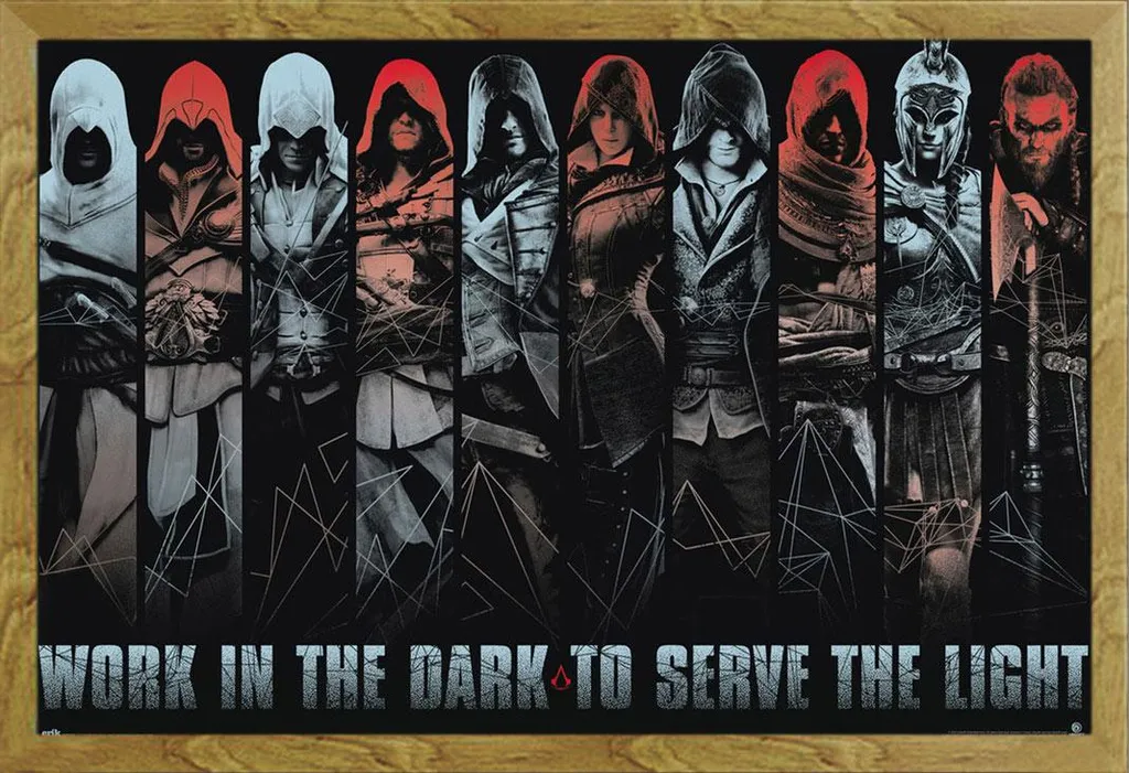 Premium Pack: Poster Assassin's Creed Maxi + Cornice MDF Shinsuke Oak