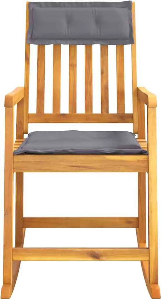 Sedia a Dondolo da Esterno vidaXL Acacia Massiccia e Cuscino Crema