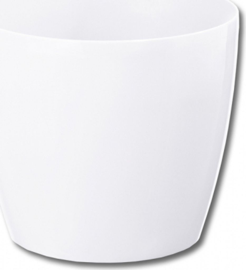 A white pot with a glossy finish.