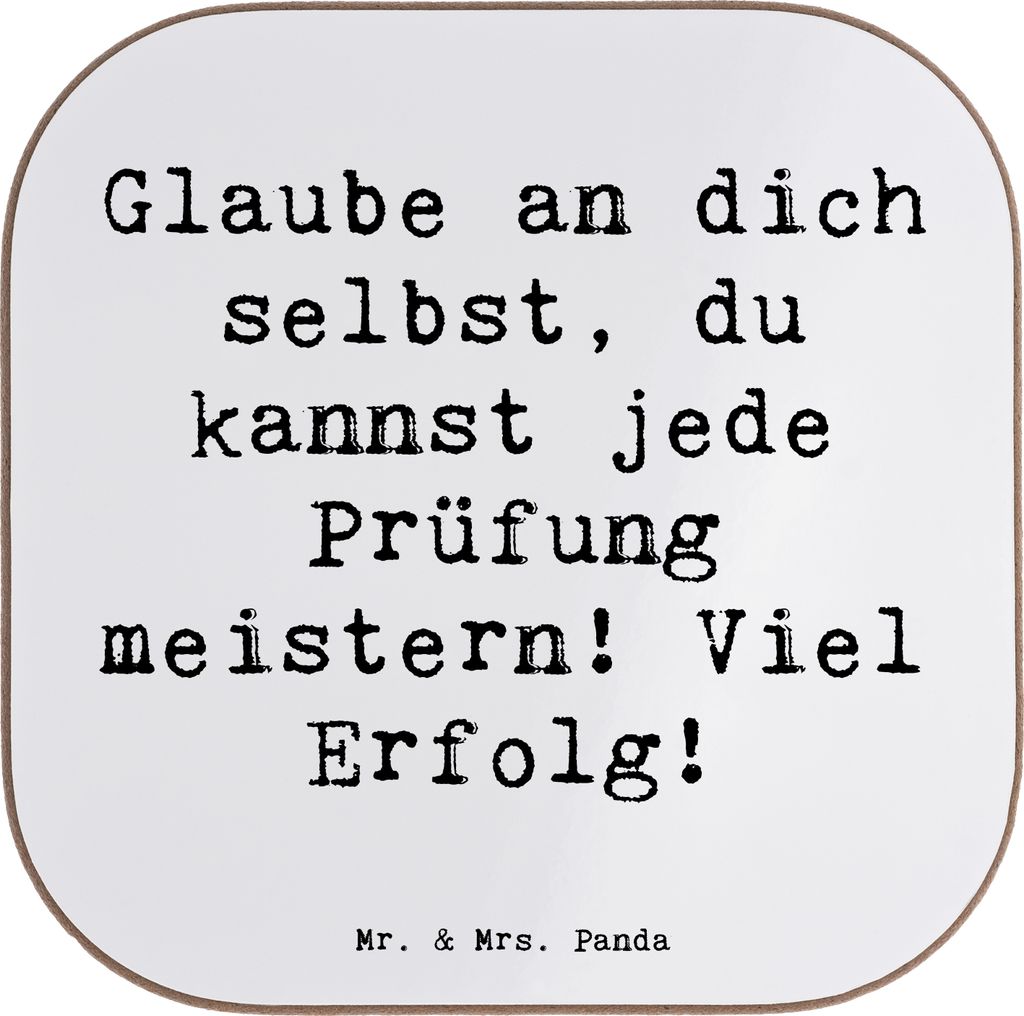 Mr. & Mrs. Panda Tischuntersetzer Spruch Prüfungen bestehen - Weiß - Geschenk, Stressbewältigung, Coaster, Glaube an dich selbst, Motivation, Ve...