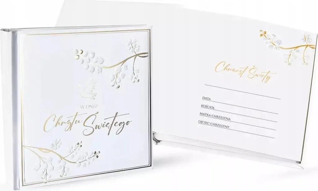 Album photo de Noël et cadeau de baptême élégant en lin blanc - 50 pages