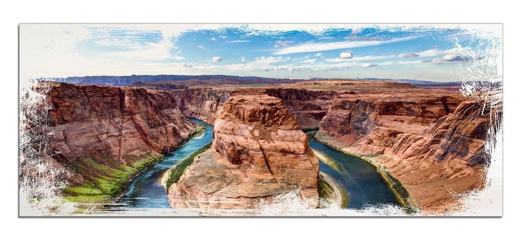 Wallario Kunstdrucke Wandbilder Holz in : Brillante Farben, Größe 50 x 125 cm Motiv Grand Canyon