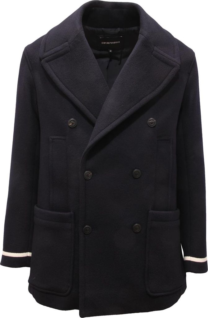 0218Av Cappotto Doppiopetto Uomo Emporio Armani Man Coat Blue