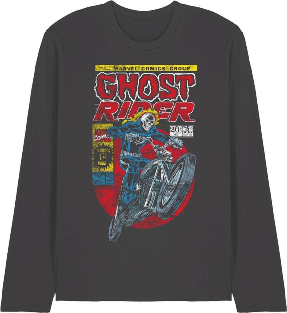Ghost Rider - T-Shirt für Herren/Damen Uni, Langärmlig TV28609 (S) (Holzkohle)