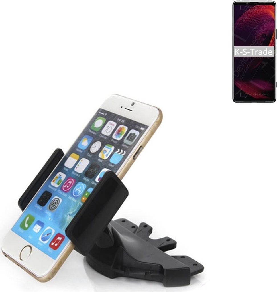K-S-Trade CD Schlitz Halterung kompatibel mit Sony Xperia 5 III Autohalterung KFZ-Halter Radio Handy Halterung 360° drehbar schwarz