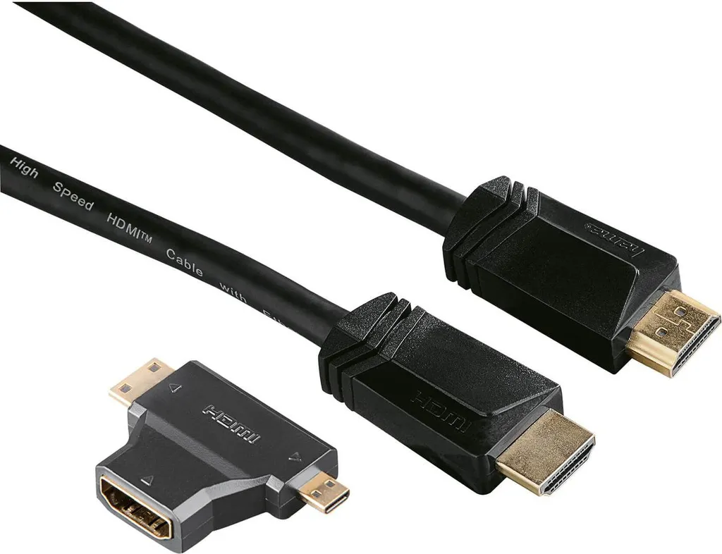 HAMA Câble HDMI Adaptateur Ethernet 1xHDMI vers Micro et Mini Or 1,5m