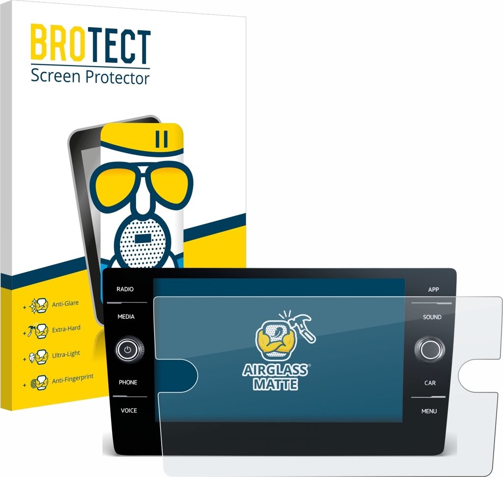 BROTECT Entspiegelungs Schutzglas für Volkswagen T-Roc 2017-2019 Discover Media 8" 2017-2019 Schutzfolie Panzer Folie Glas Display Schutz matt
