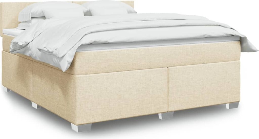 Maison Exclusive - Boxspringbett mit Matratze Creme 180x200 cm Stoff