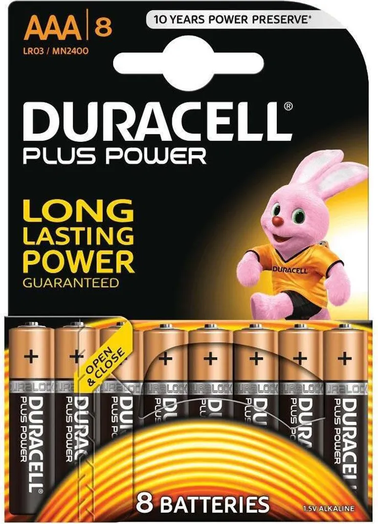 Piles AAA Duracell MN2400B8 contre la Panne d'Énergie - Lot de 8 Unités