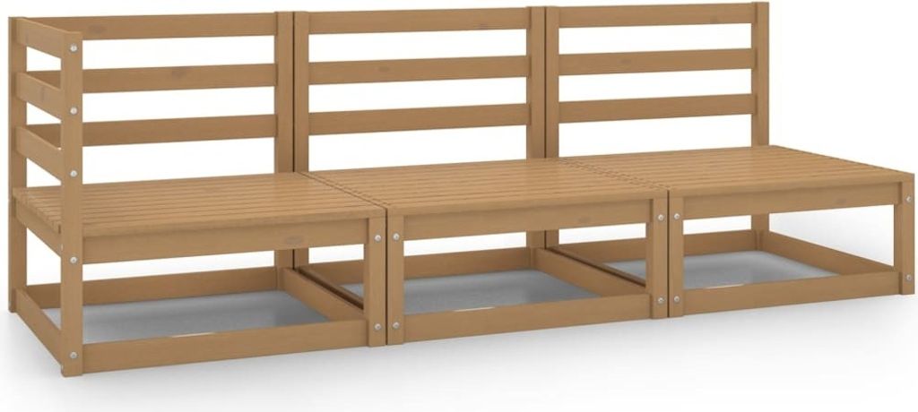 3-tlg. Garten-Lounge-Set Honigbraun Massivholz Kiefer