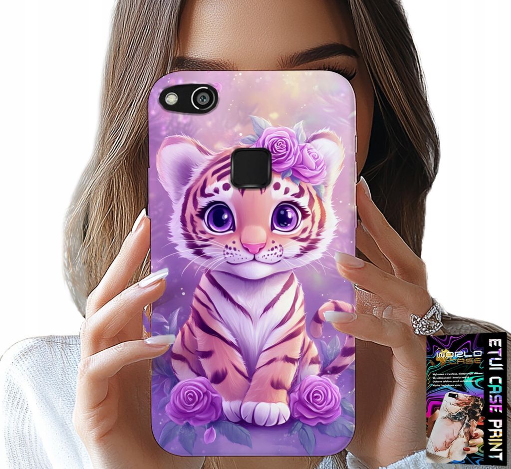Fall Für Huawei P10 Lite - Niedlichen Tiger Auf Rosa Hintergrund + Glas