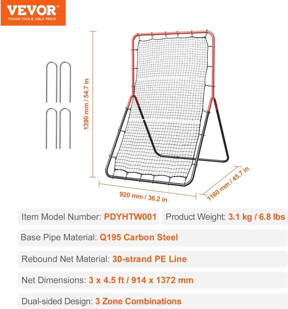 Mur de Rebond de Baseball Professionnel 3-Way Trainer pour Entraînement