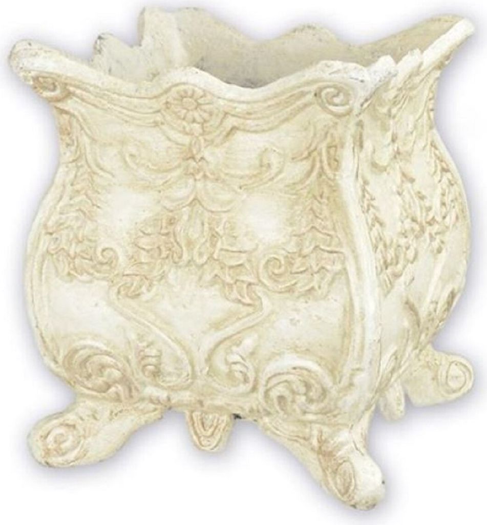 Casa Padrino Jugendstil Blumentopf Weiß 20 x 20 x H. 21,2 cm - Eleganter Gusseisen Pflanzentopf - Barock & Jugendstil Garten & Terrassen Deko Acce...