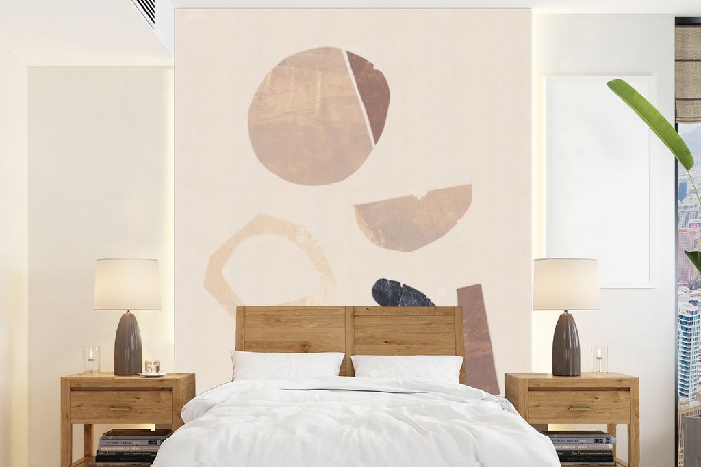 MuchoWow Fototapete für Wohnzimmer oder Schlafzimmer Wandtapete Vinyl Motivtapete Abstrakt - Formen - Pastell - Farben - 160x220 cm - Bildschirm...
