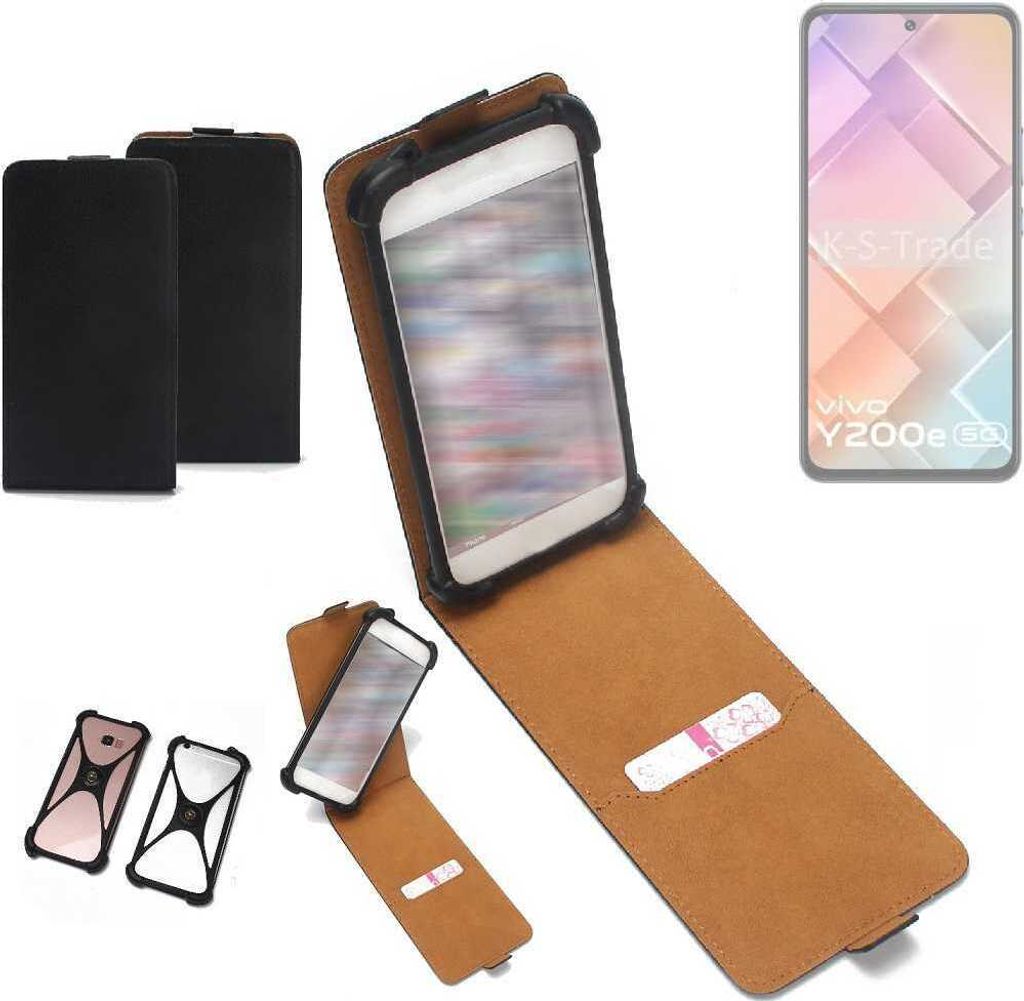 K-S-Trade Handyhülle Schutzhülle kompatibel mit Vivo Y200e 5G Hülle Case Cover Flip Style Bumper schwarz 1x