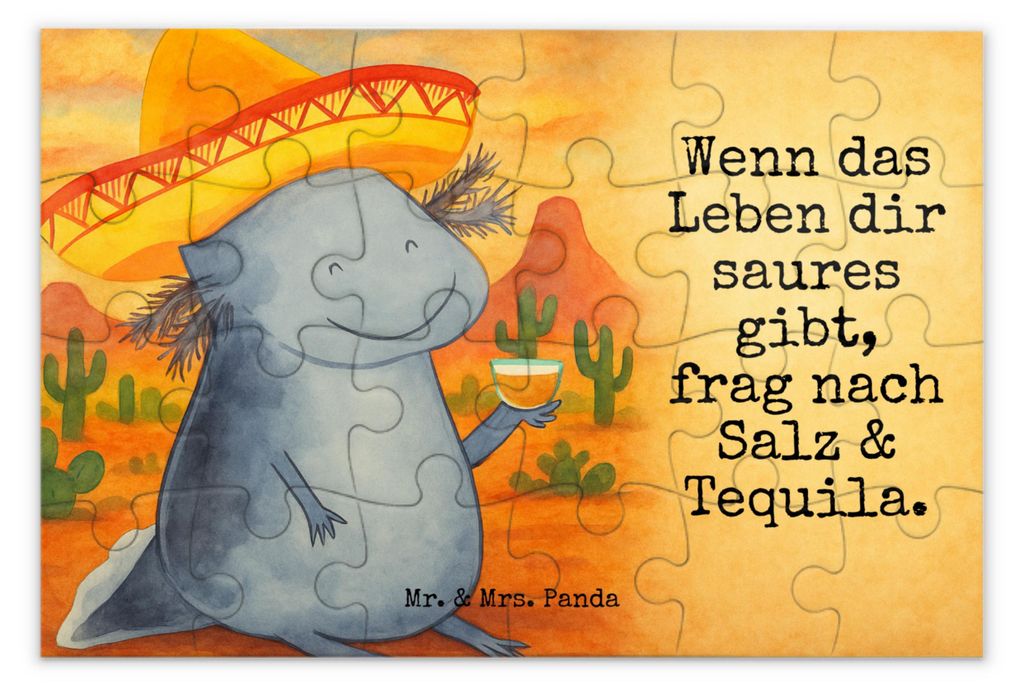 Mr. & Mrs. Panda Puzzle Axolotl Tequila Design 24 Teile - Weiß - Geschenk, 1000, 1500, Sombrero, trinken, Urlaub, 2000, 300, 500, Spruch, Party