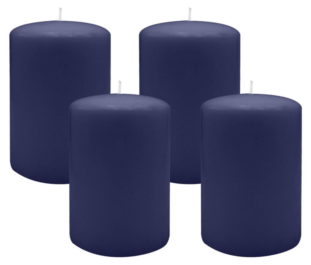 Flachkopf-Stumpenkerzen Nachtblau Dunkelblau 120 x Ø 60 mm, 4 Stück
