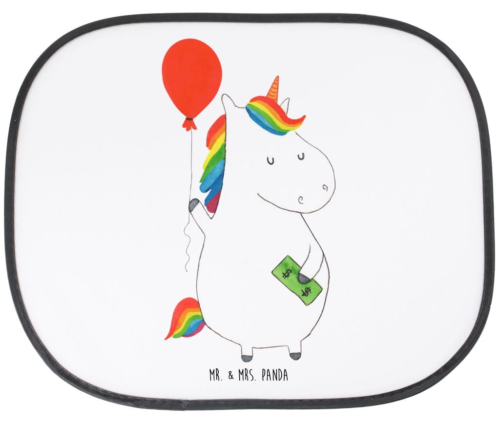 Mr. & Mrs. Panda Sonnenschutz Autoscheibe Einhorn Luftballon - Weiß - Geschenk, Einhörner, auto hitzeschutz, kfz, Unicorn, Geld, fenster, blendsc...