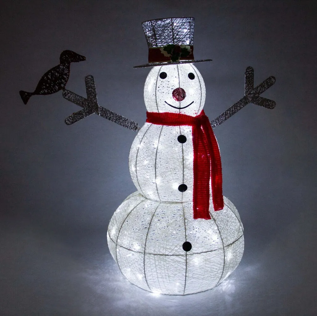Fini les piles avec ce Bonhomme de neige illuminé 89cm 100 LED Timer