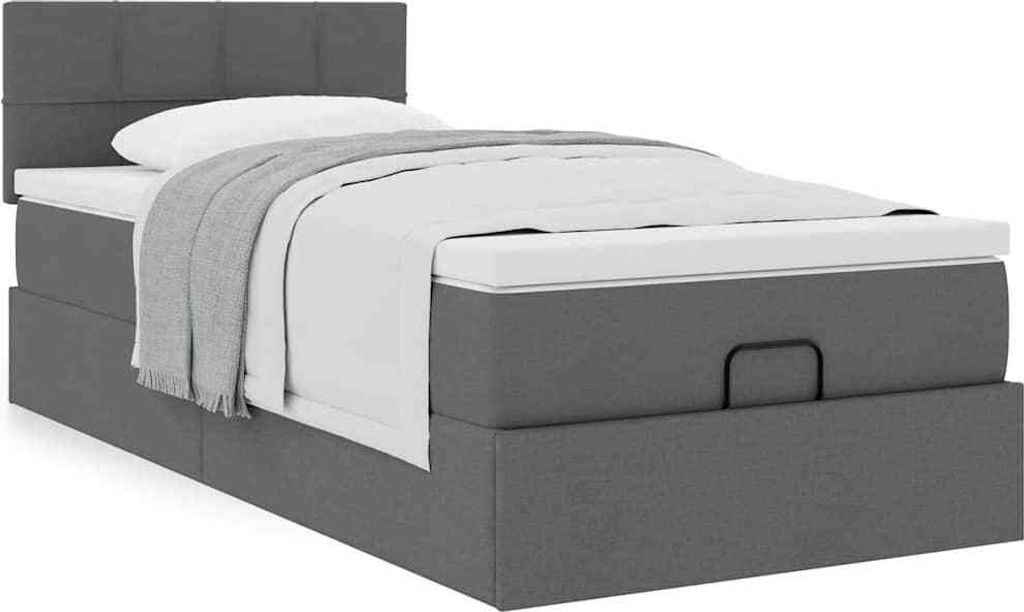 Maison Exclusive - Ottoman-Bett mit Matratze Dunkelgrau 90x190 cm Stoff