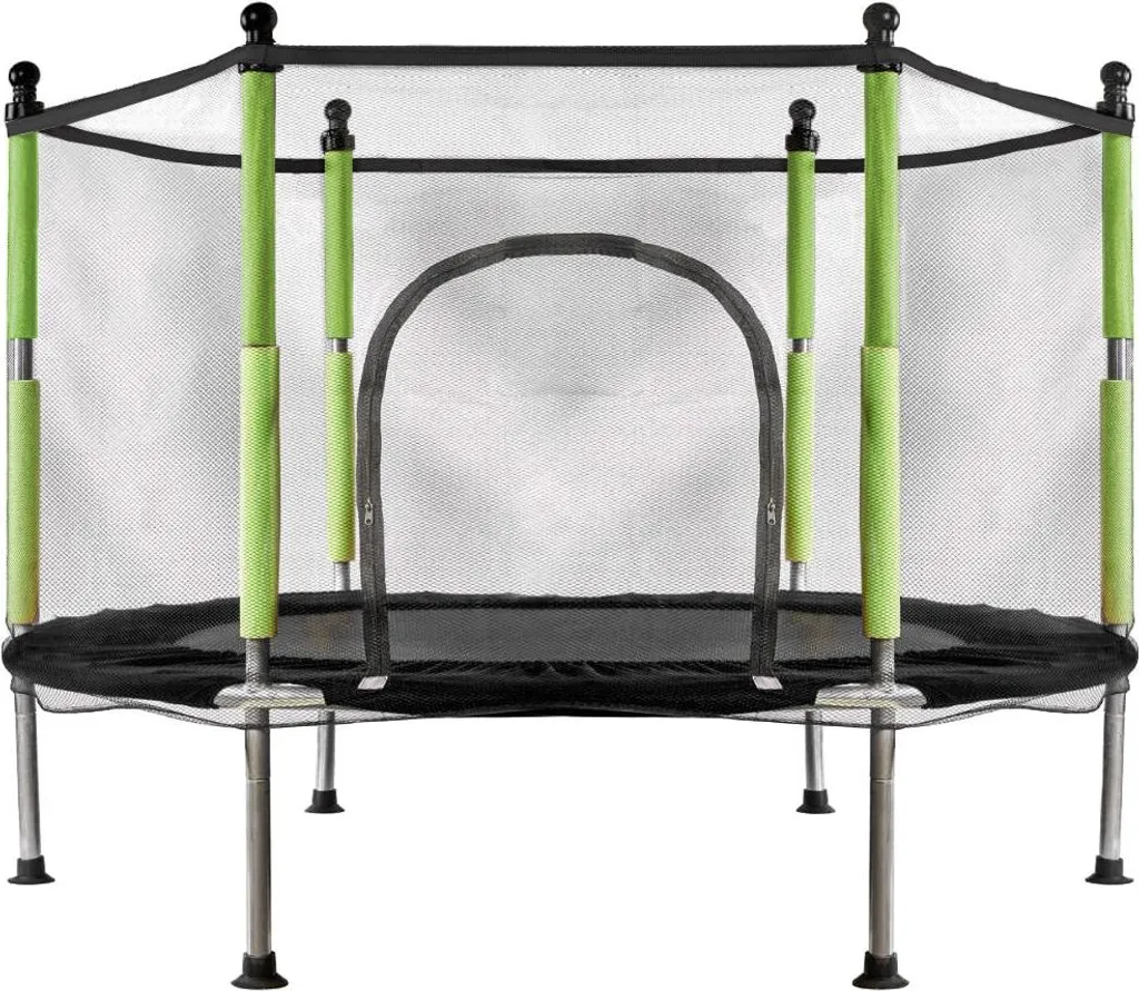 Filet trampoline 140 cm vert avec maille renforcée et zip de sécurité