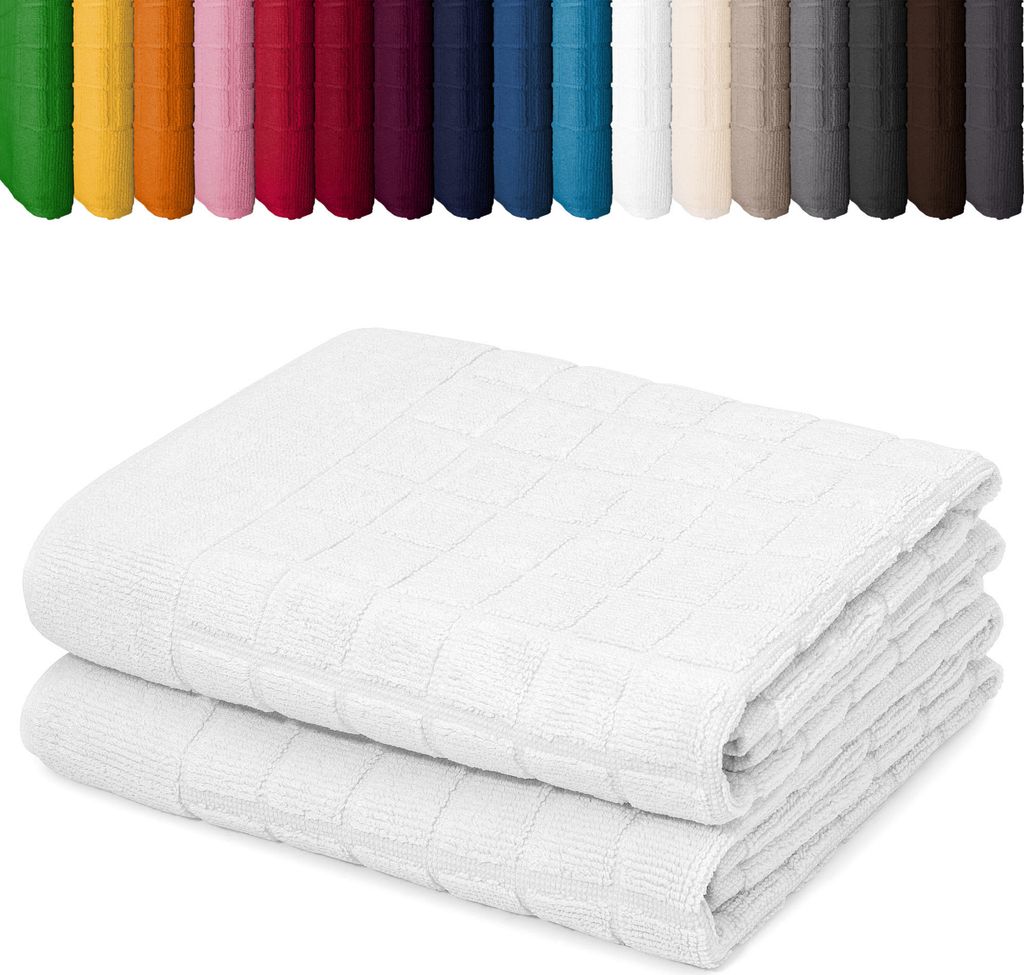 DOPPELPACK Duschvorleger 50 x 70cm Badvorleger Vorleger Badematte Badteppich 100% Baumwolle, Farbe: Weiß