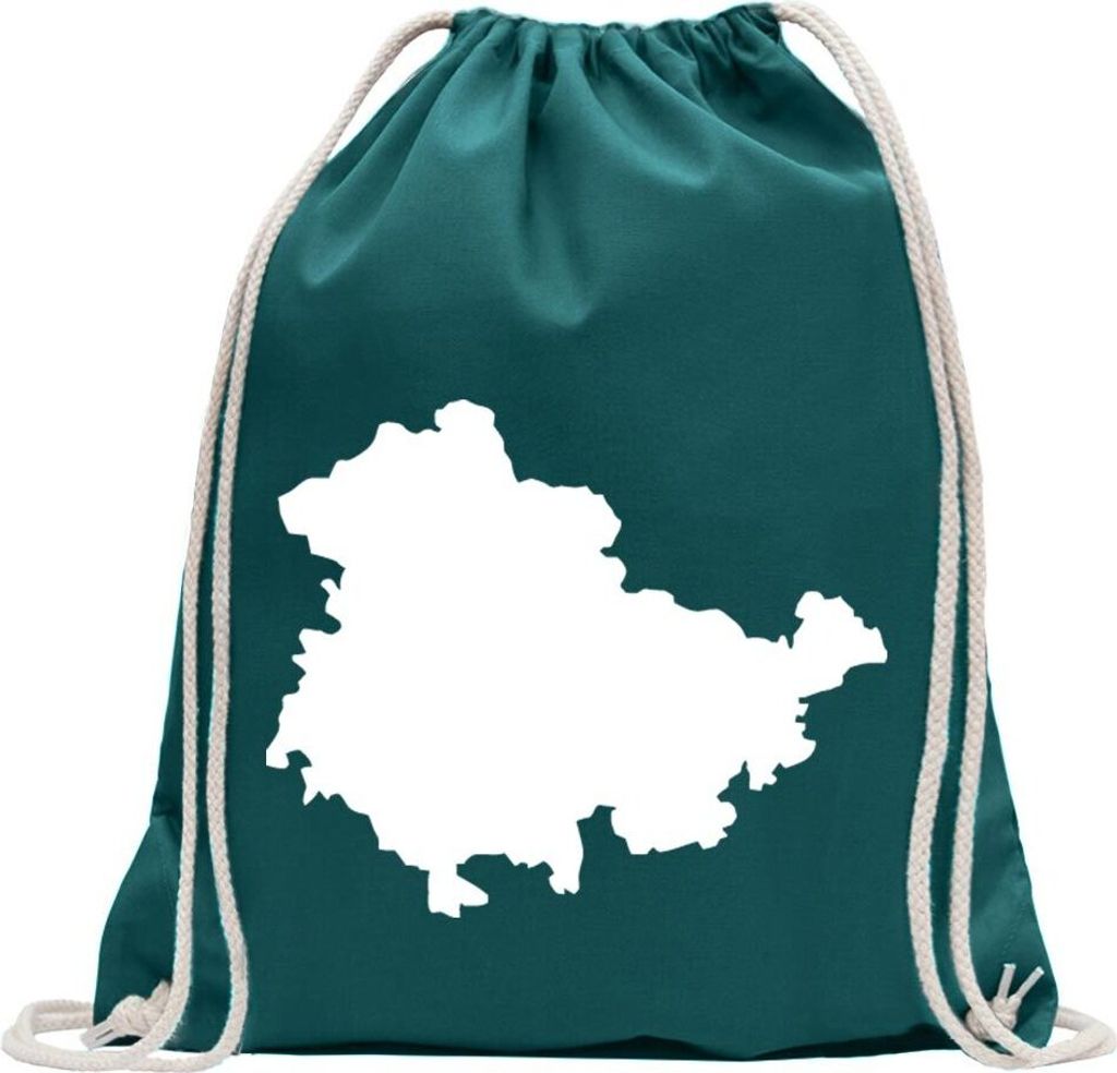 Kiwistar - Turnbeutel - petrol - Thüringen Deutschland Silhouette - Fun Rucksack Sport Beutel Gymsack Baumwolle mit Ziehgurt