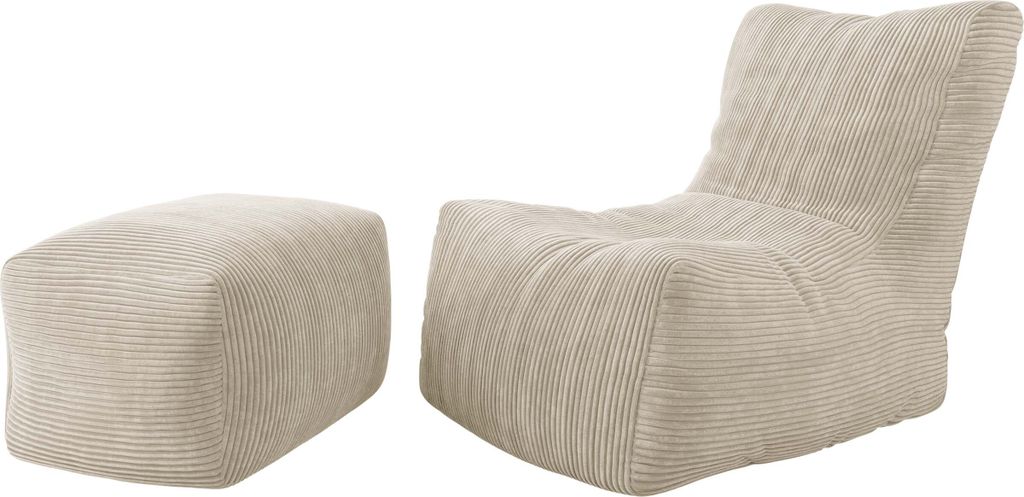 MIRJAN24 Sitzsack Rest Cord mit Sitzsack Easy Cord, Gefüllt mit Regranulat, Wohnzimmer 2er-Set (Farbe: Poso 100)