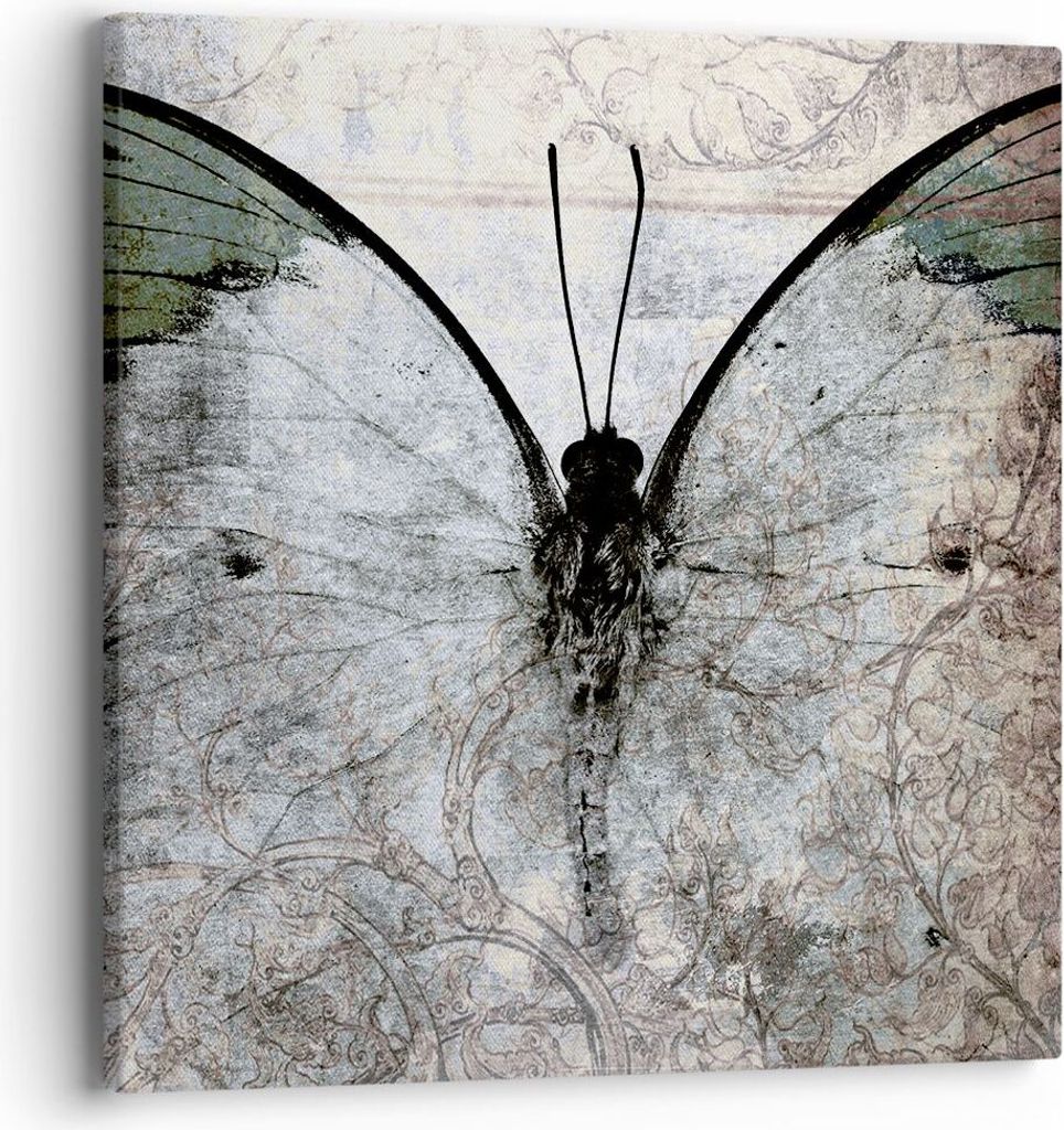 Bild auf Leinwand - Leinwandbild - Schmetterling Abstraktion - 40x40cm - Wand Bild - Wanddeko - Leinwanddruck - Bilder - Kunstdruck - Wanddekoratio...