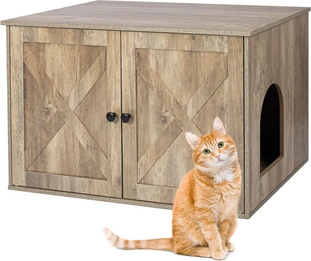 Cache litière pour chat anti odeurs et projections de grains - H50