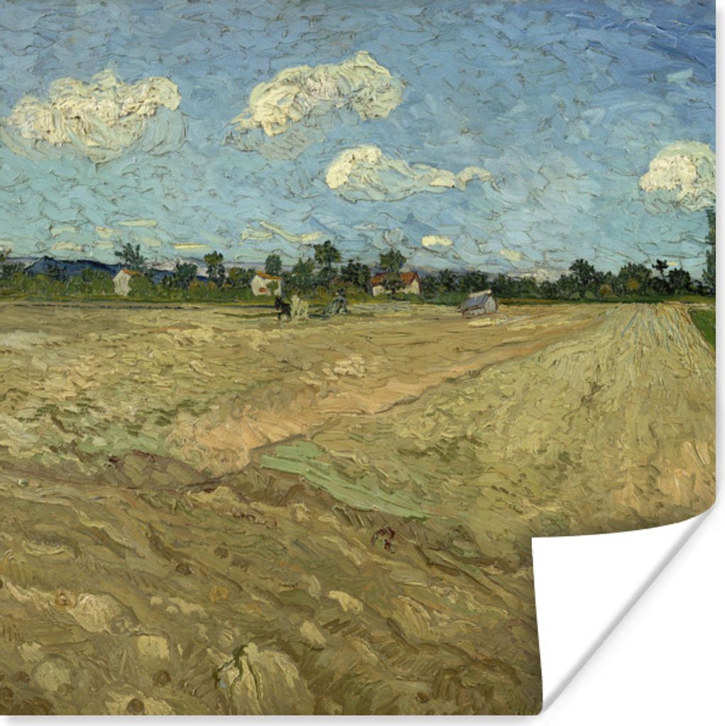 MuchoWow Poster Gepflügte Felder - Vincent van Gogh 30x30 cm - Wandposter - Printing