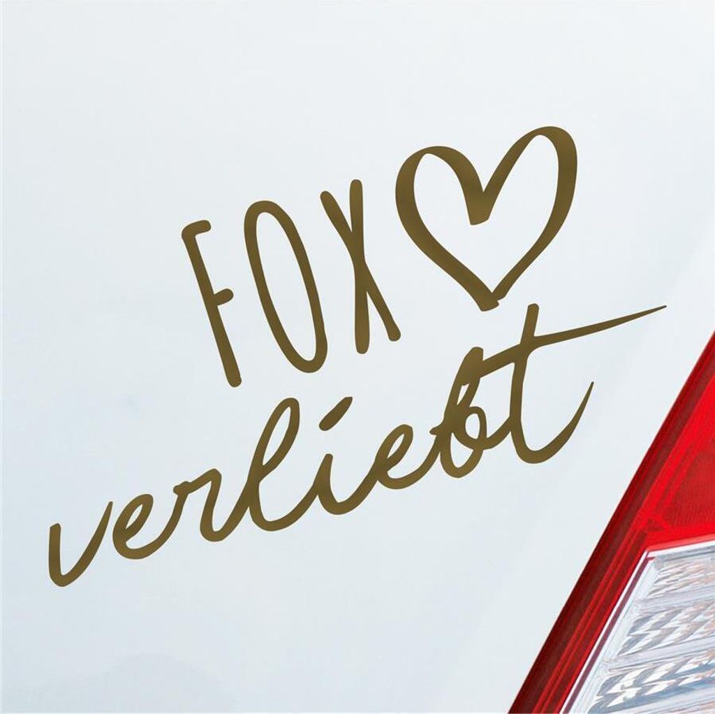 Auto Aufkleber Hellweg Druckerei Fox verliebt Fuchs Herz Liebe Car 19x19 cm Gold Sticker Heckscheibenaufkleber