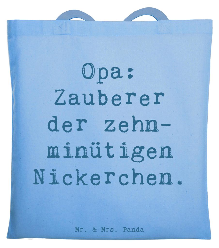 Mr. & Mrs. Panda Beutel Spruch Opa Nickerchenmeister - Sky Blue - Geschenk, Weihnachten, Jutebeutel, Familie, Großpapa, Einkaufstasche, einzigarti...