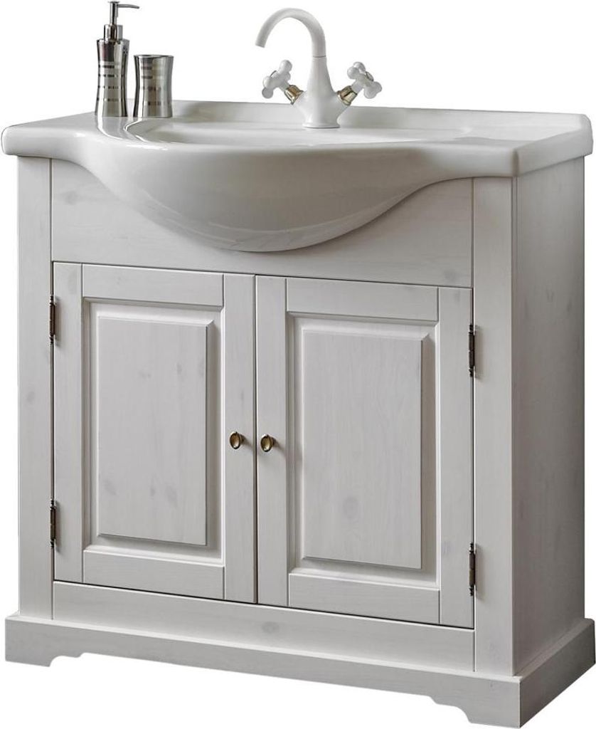 Landhaus Waschtisch Luxus Qualität Waschbecken Becken mit Unterschrank 85x35x81