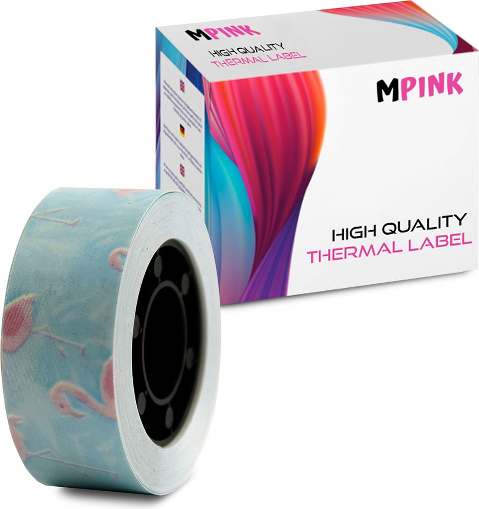 Etikettendrucker-Papier Papierrolle für Tragbarer Etikettendrucker Flamingos in Forest