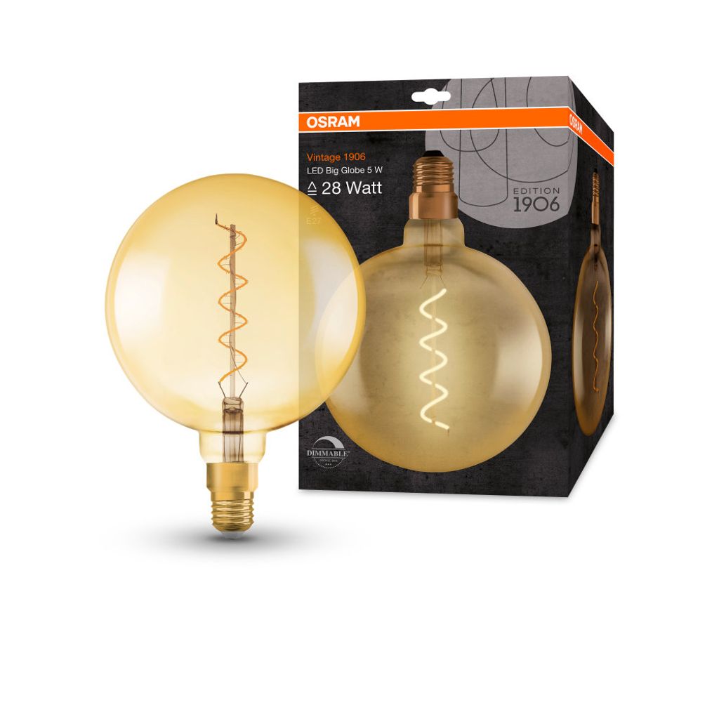 Vintage 1906 LED dim CL GLOBE200 FIL GOLD 28 dim 5W/820 E27 Produktbild 