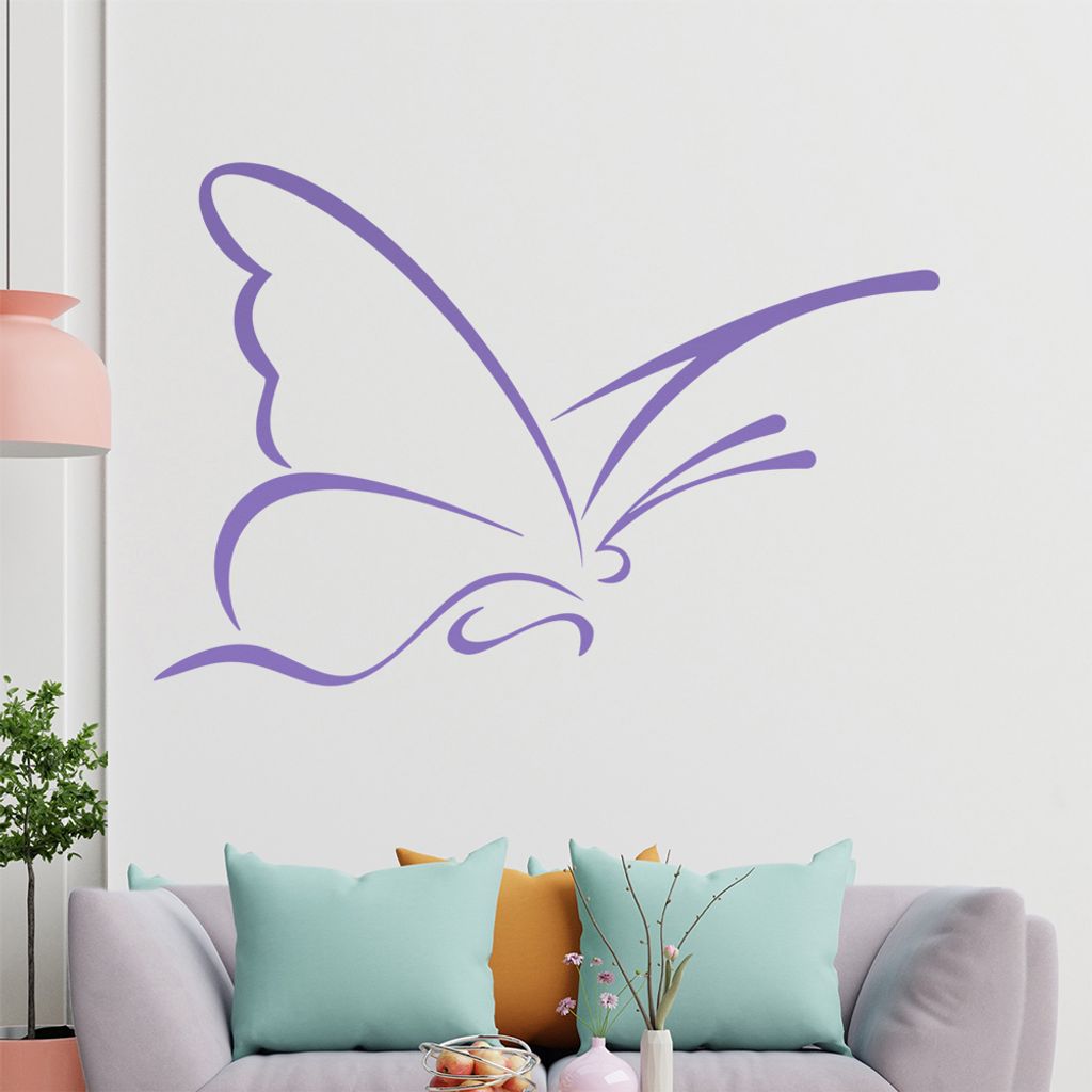 Schmetterling Linien Wandtattoo in 6 Größen - Wandaufkleber Wall Sticker - Dekoration, Küche, Wohnzimmer, Schlafzimmer, Badezimmer