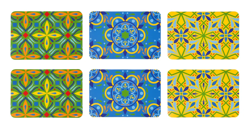 Set de Table Plastique Coloré Excelsa Puebla 43x29 cm - Pack de 6 Pièces