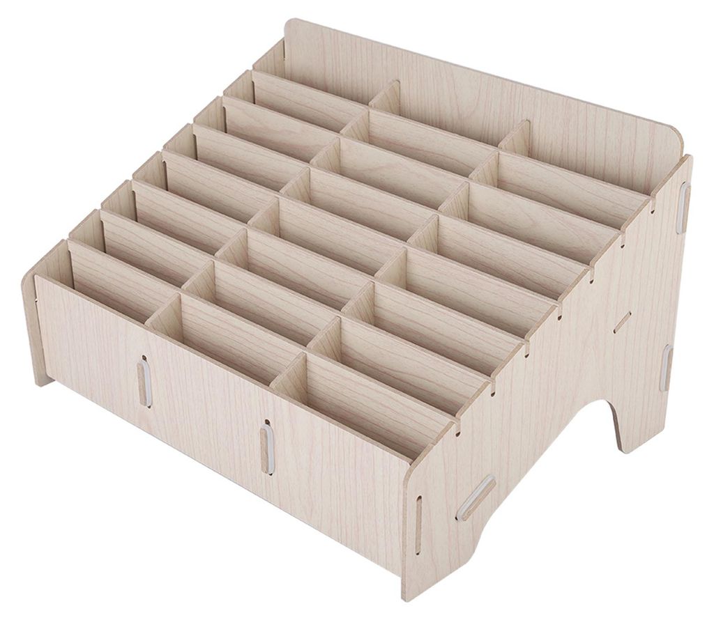 Aufbewahrungsbox aus Holz für mehrere Handys – für einen aufgeräumten Schreibtisch