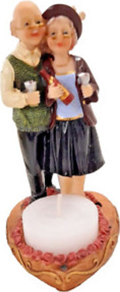 Deko Figur Rentnerpaar Oma / Opa Kerzenständer Teelichthalter 13 x 8 cm