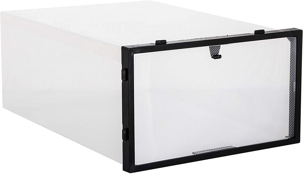 SPRINGOS Schuhschachtel Schuhkasten Schuhkarton DIY Ausmaß: 13,5 x 23 x 34 cm ( HxBxT), transparent, Schuhfach mit Tür, Box schwarzer Rahmen stap...