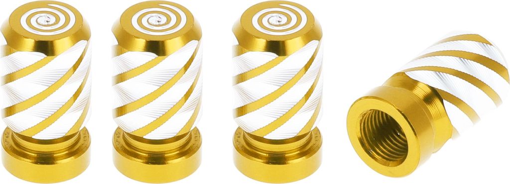 Reifenventilkappen Dekorative Goldton-Spiralmuster Reifenventil-Staubschutzabdeckungen 7x22mm Aluminiumlegierung 4 Stück