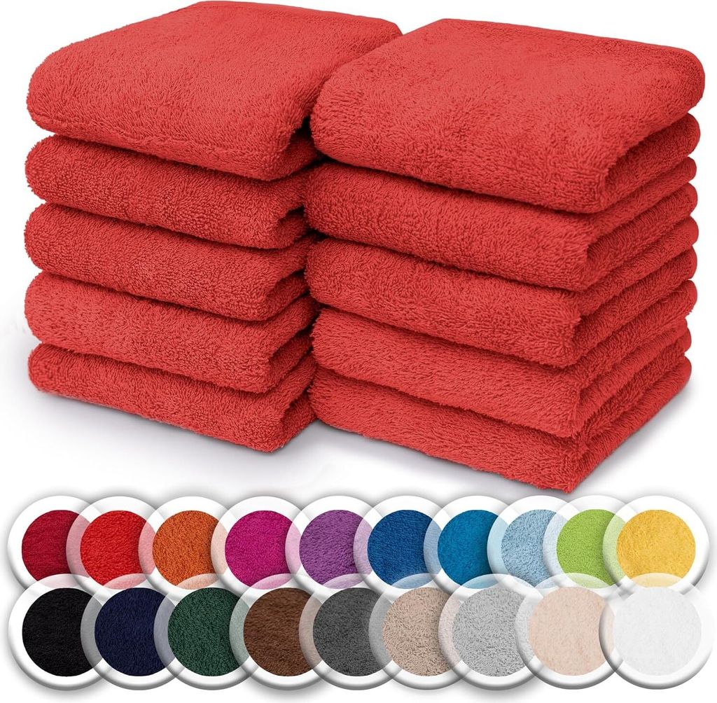 Frottier Seiftücher 10er Pack 30x30cm, 100% Baumwolle, Rot Produktbild 