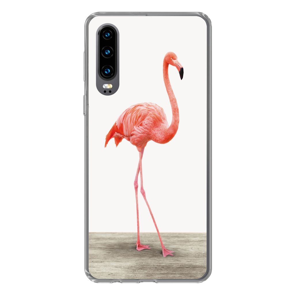 MuchoWow Handyhülle Schutzhülle Hülle für Huawei P30 Flamingo - Rosa - Vogel - Mädchen - Jungen - Kind Silikon Softcase Handy Hülle - Karte...