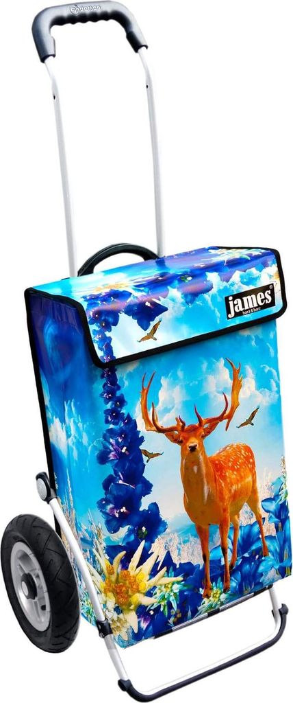 James Einkaufstrolley - EDELWEISS - stabiler Einkaufswagen mit individuellem Design - einfarbig: blau in Ausführung: Royal-Luftraeder