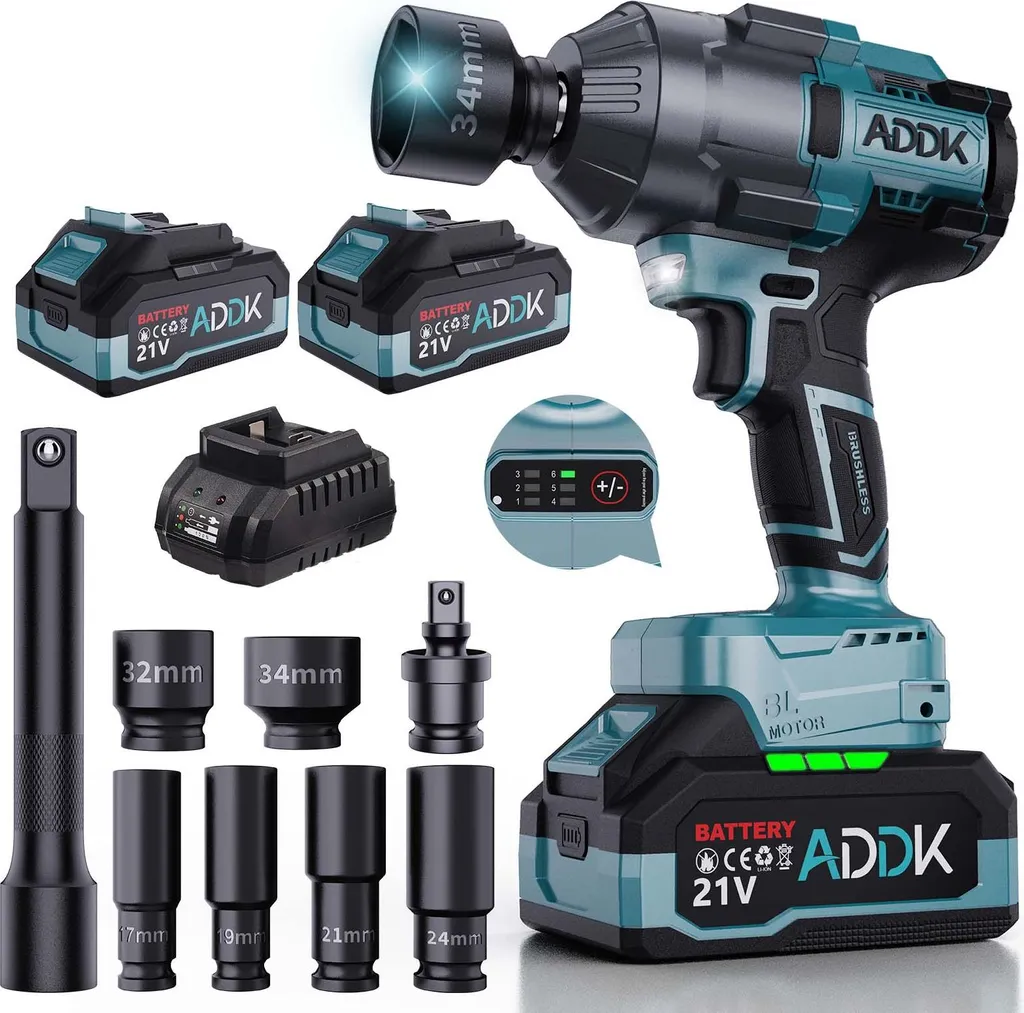 Avvitatore a impulsi 1600 Nm Professionale - 2 Batterie 21V e Accessori