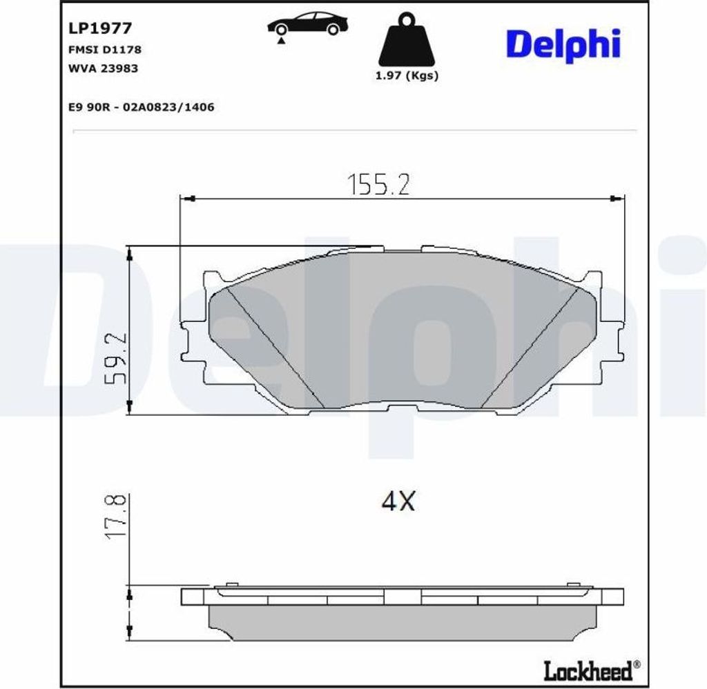 DELPHI Bremsbeläge Satz Vorne Bremsklötze für LEXUS IS II (GSE2, ALE2, USE2) LP1977